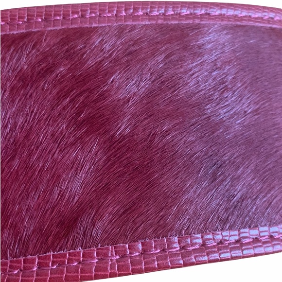 Ferre Milano Vintage Red Calf Hair Leather Gold Buckle Made in Italy Wide Belt - Picture 5 of 7